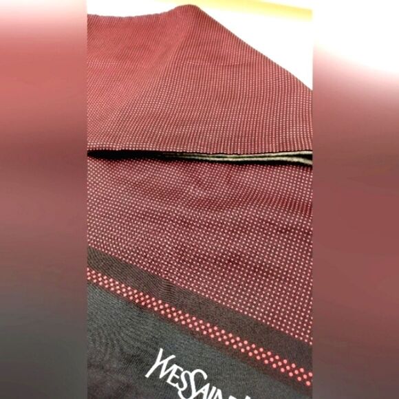 YSL Yves Saint Laurent Paris France Vintage Long Fringe Silk Wool Formal Scarf - Picture 6 of 13